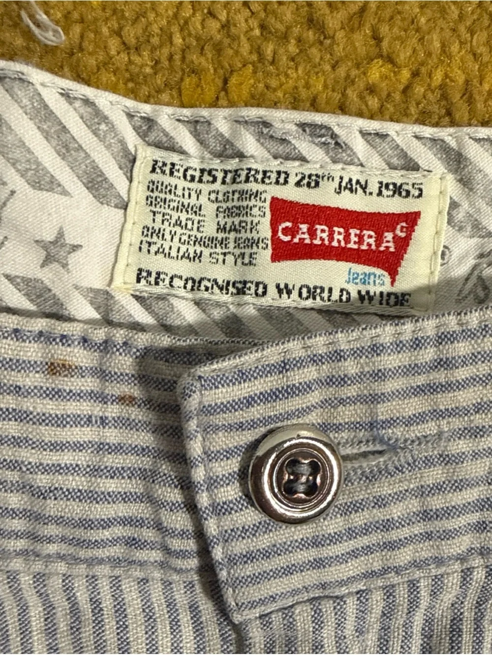 Vintage Carrera Light Blue and White hickory striped